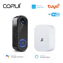 Corui Tuya Wifi Smart Visual Doorbel Sirene Alarm Deurbel Stem Intercom Draadloze Deurbel Voor Alexa Google Home