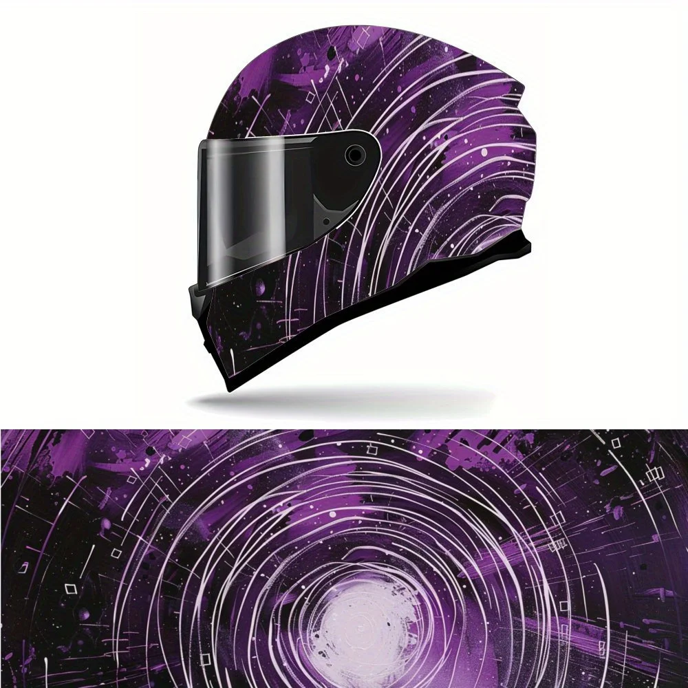 

Purple Circular Tech Art Helmet Vinyl Wrap, Waterproof Decals for Motorcycle Bike Helmets, Universal Fit，Personalized Motorcycle