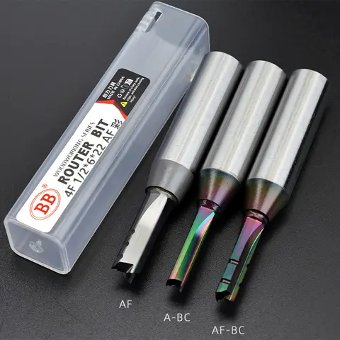 BB 스트레이트 슬롯 비트 밀링 커터 CNC 목공 조각기 엔드밀 러프 TCT 라우터 비트 6mm 8mm 2날 3날 4날 섕크 1/2 12.7mm