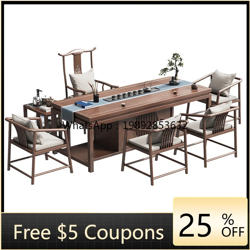 

YFY New Chinese Style Table Set for Wood Large Board House Room Natural Wood Brewing