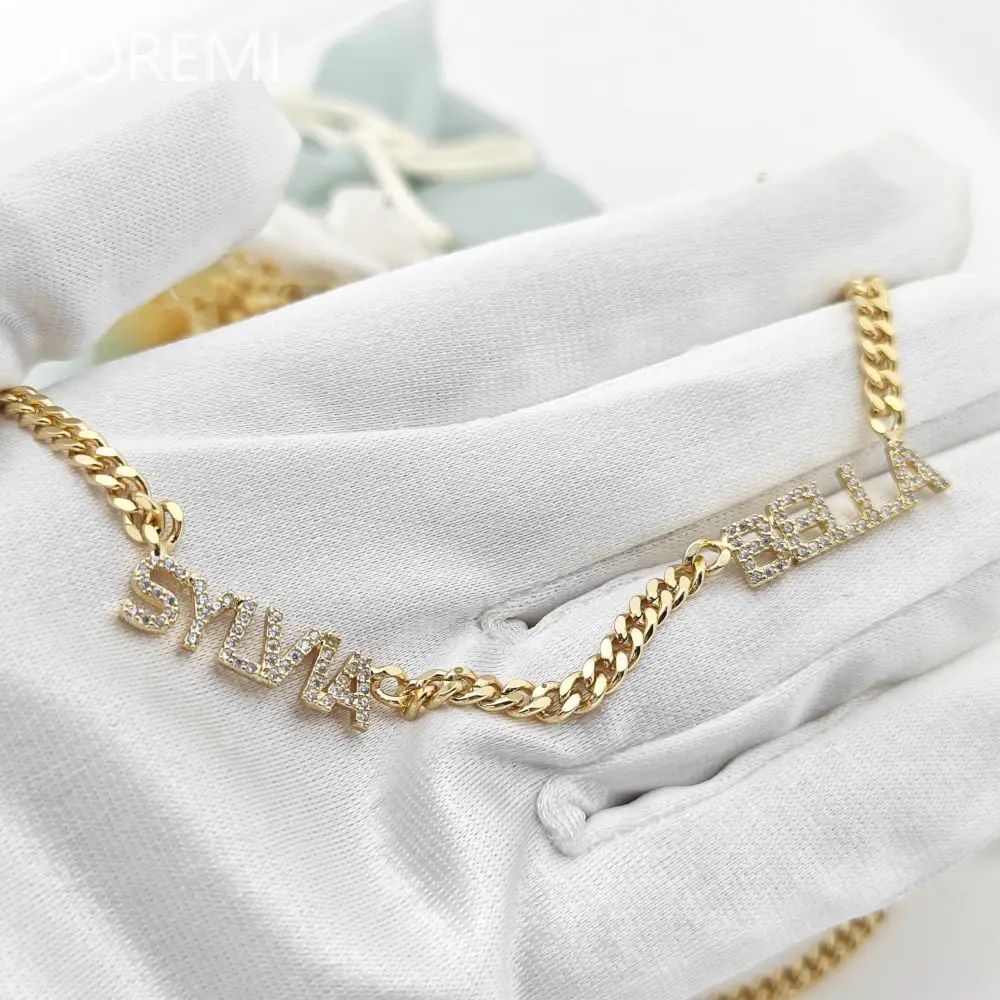 

Lateefah 6MM/9MM Cz Name Necklace Jewelry Cuban chain Personalized multi-women gift jewelry custom name family necklace