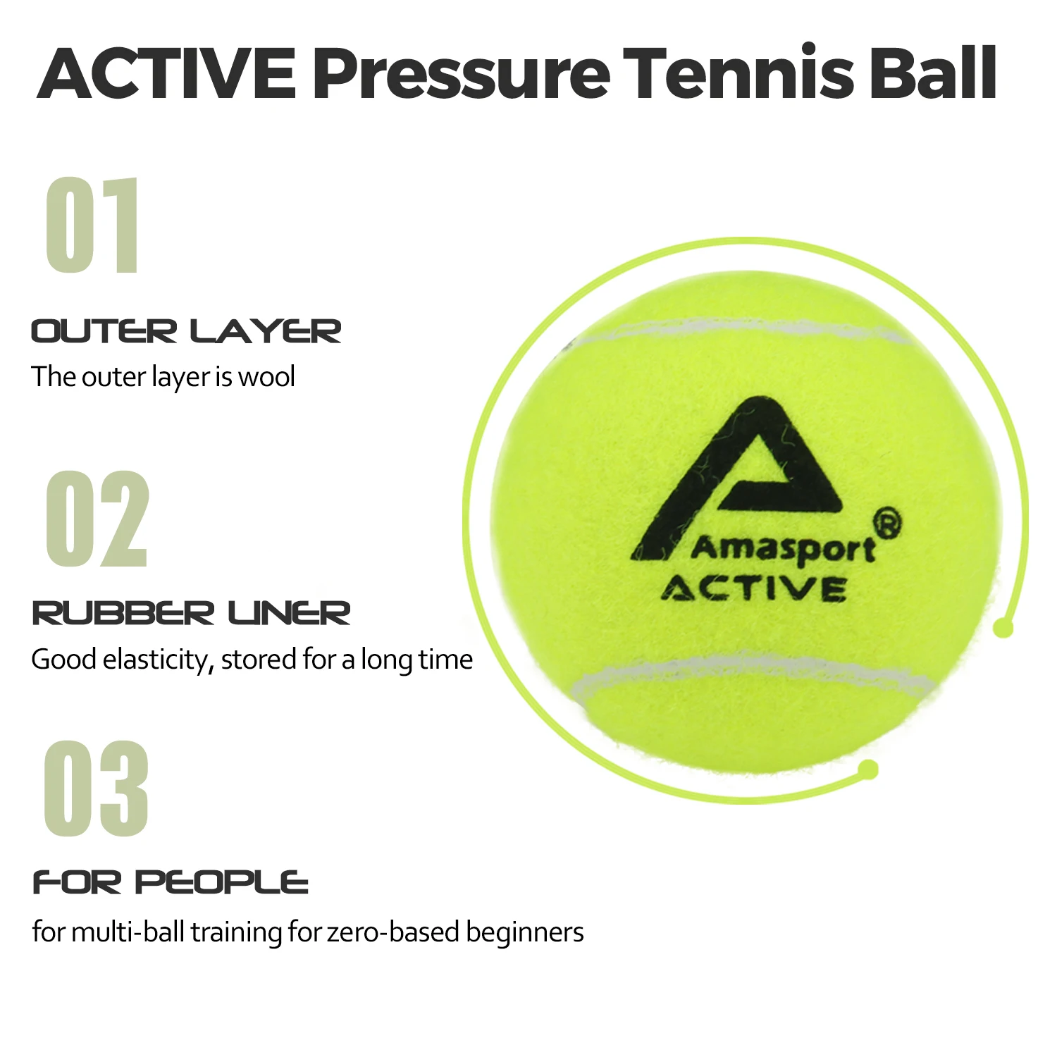 AMASPORT Pressureless Training Tennis Balls 6/12/24/36pcs High Bounce Easy to Control Training Exercise Tennis Ball for Beginner