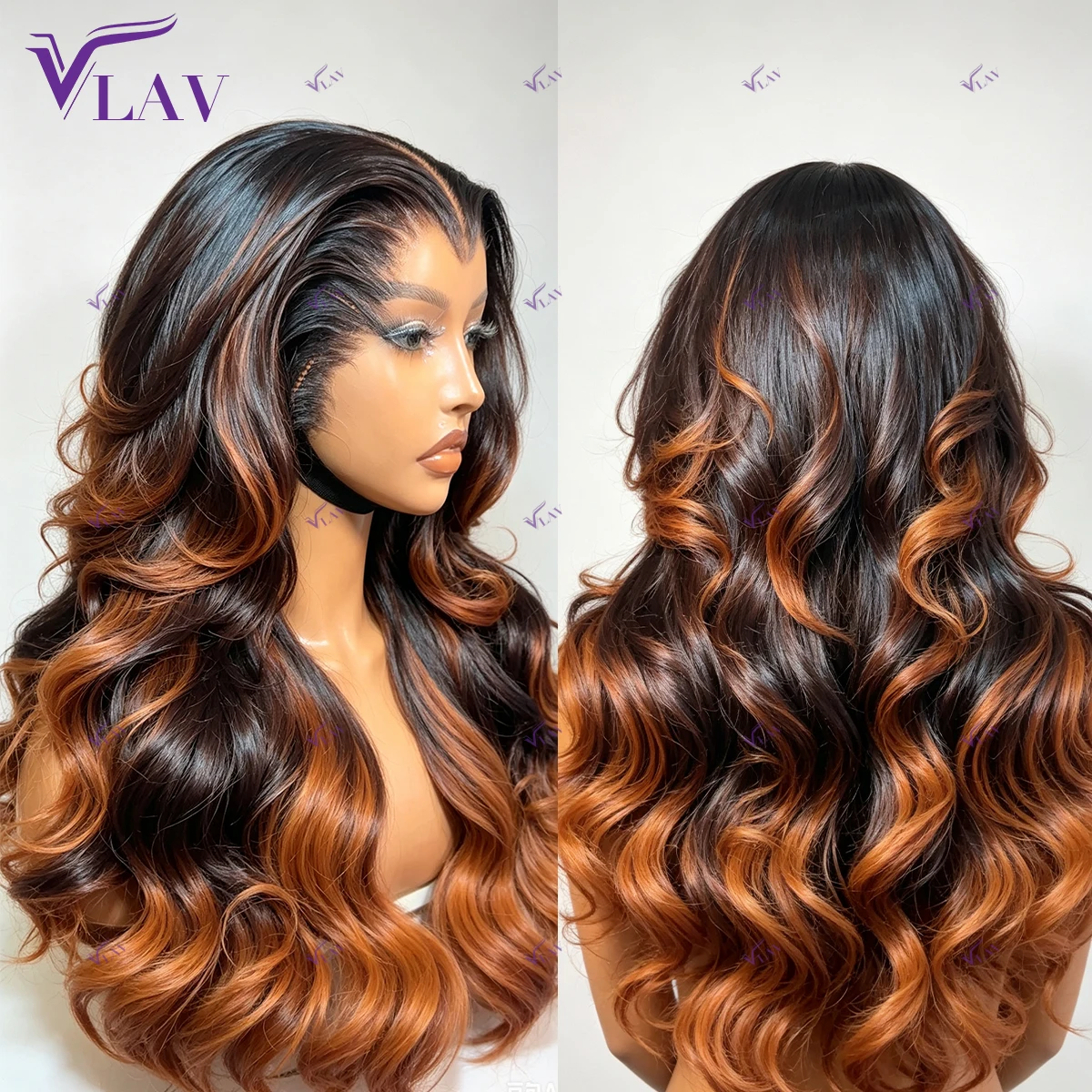Body Wave Highlight 1B/350 Ginger Color Glueless Wigs 100% Human Hair 13x6 HD Lace Frontal Wig Preplucked 360 HD Full Lace Wigs