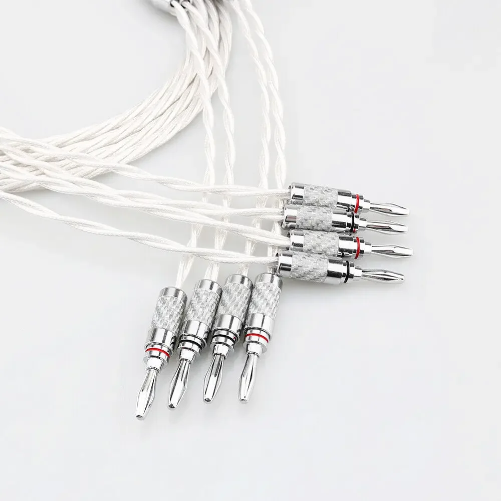 

Пара 7N OCC посеребренный HIFI аудиокабель для динамиков с Y-образным штекером типа «банан» для качества звука Hi-Fi