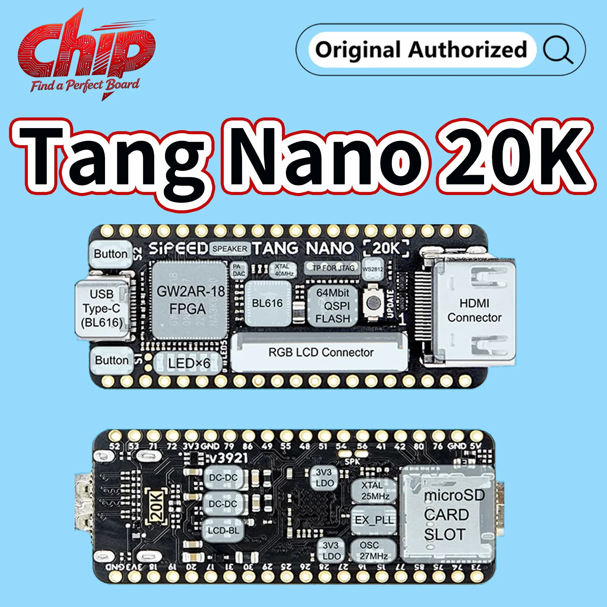 Original Tang Nano 20K FPGA Board RISCV Linux Retro Game Player Open-Source Emulator Linux MINI GW2AR-18 GOAI Gowin