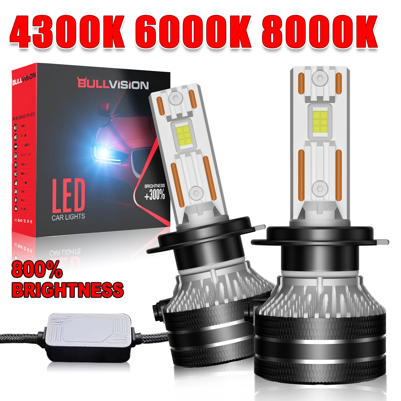2PCS K5C H4 LED Headlight H7 H1 H11 9005 HB3 9006 HB4 9012 HIR2 880 881 9007 9008 H13 5570 CSP Canbus Car Lamp Fog Lights 6000K