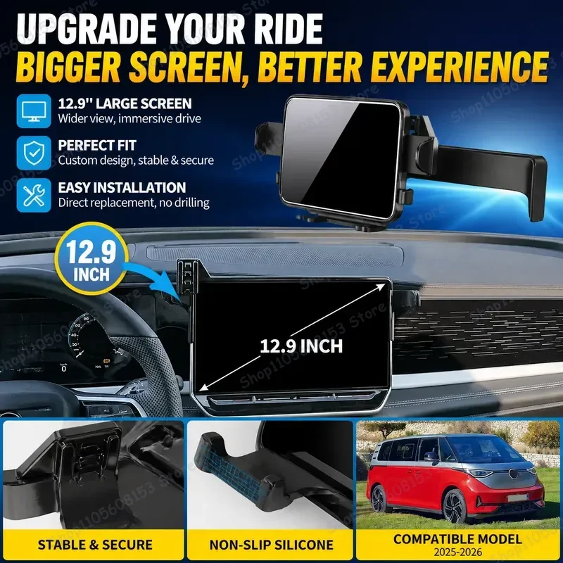 For Volkswagen ID Buzz GTX 2025 2026 Clip On Phone Mount Adjustable Dashboard Holder Stable No Vibration Car Accessory