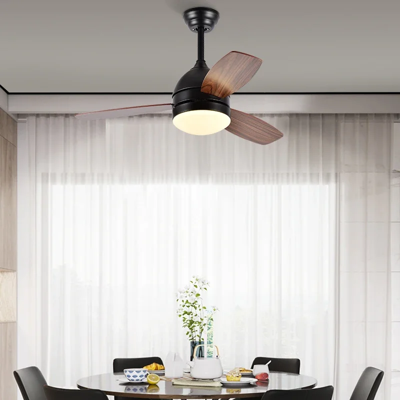 

Energy Saving Living Room Decoration Remote Control AC Motor 42inch Wood Blades Led Ceiling Fans Lights summer cool