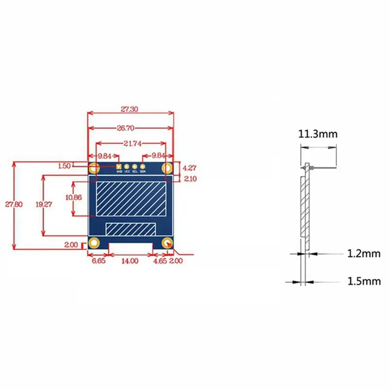 A33T-5Pcs 0.96 Inch IIC I2C Serial GND 128X64 OLED LCD LED Display Module SSD1306 For Arduino Kit White Display