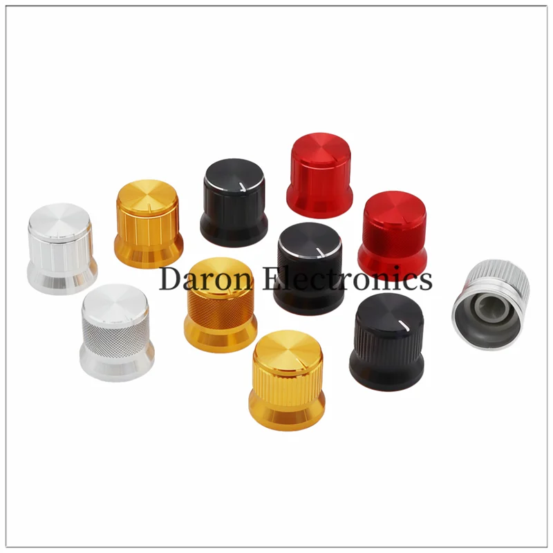 5PCS Speaker power amplifier knob, 17*16 in size, made of aluminum alloy, with a plastic rubber core 6mm thick.