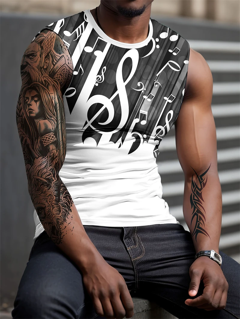 3D Skull Prined Men\'s Sleeveless T-shirt Vintage Cool Pattern Graphic Tank Tops Summer Cool Harajuku Street Casual O-neck Vest