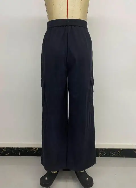 Autumn Solid Color High Waist Belt Straight Leg Pants for Women's Casual Versatile Workwear Corduroy Straight Leg Pants