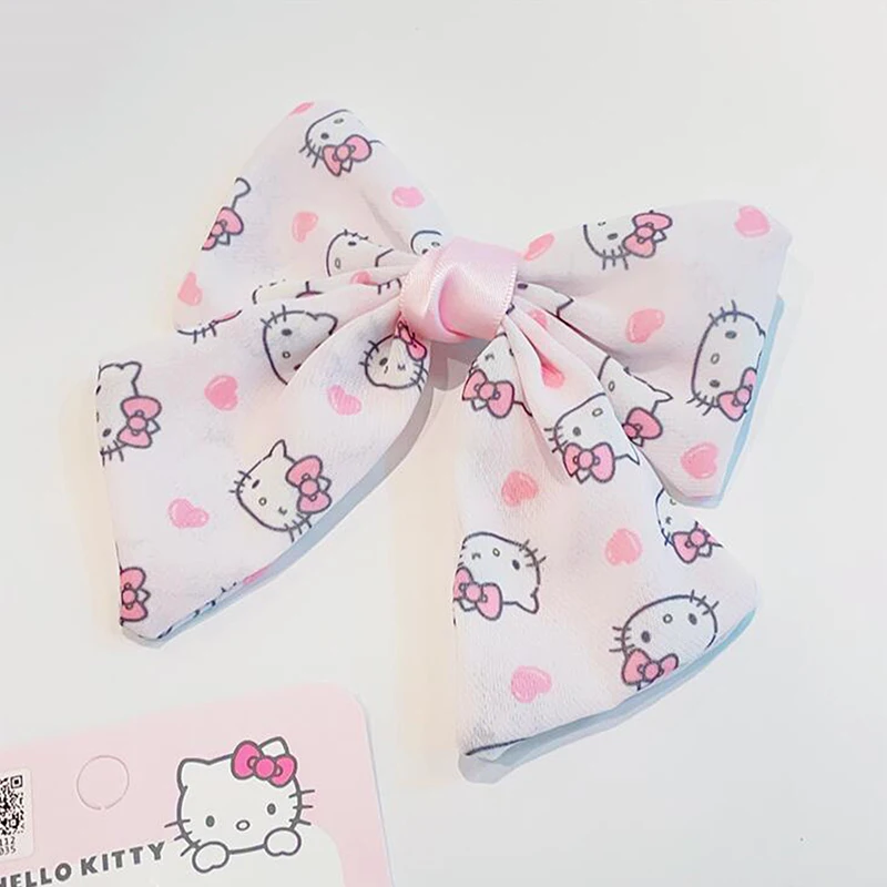 Sanrio Kuromi Cinnamoroll busur besar klip rambut kartun Hello Kitty Pochacco jepit rambut gadis manis lucu jepit rambut aksesoris