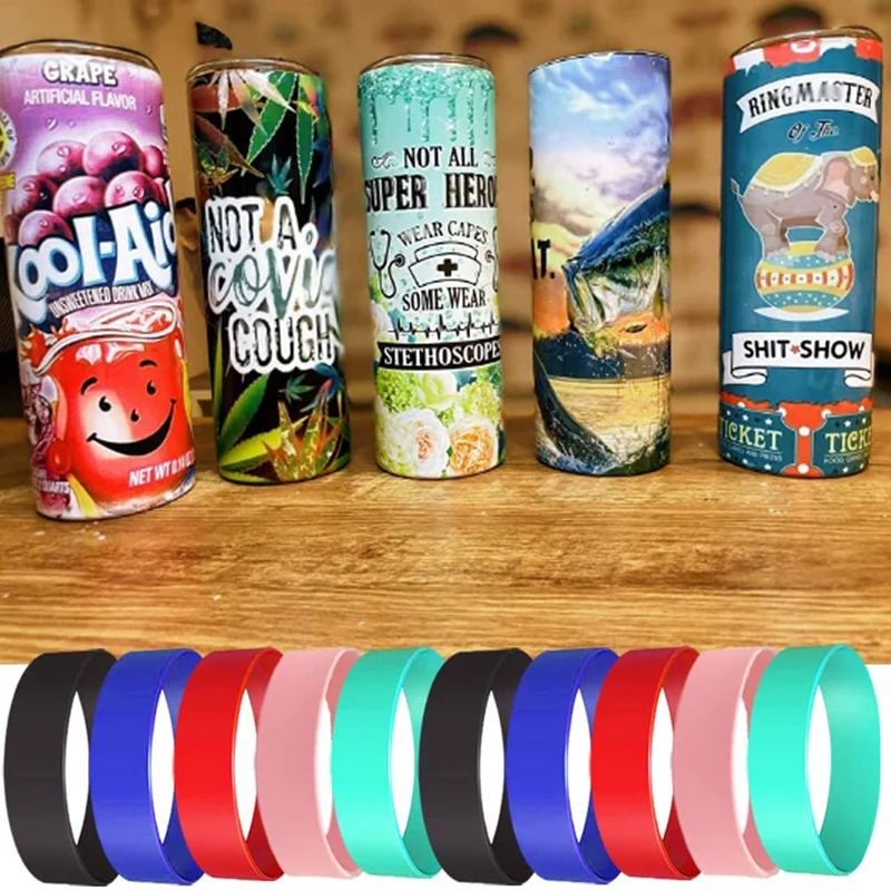 JFBL Hot Silicone Bands For Sublimation Tumbler - Elastic Sublimation Paper Holder Ring Bands Prevent Ghosting 10 Pcs 5 Colors