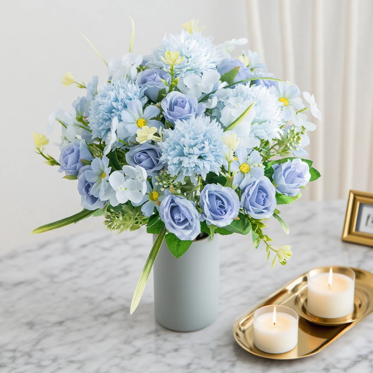 Künstliche Blumen Seidenrosen Hochzeitskranz Heim Zimmer Esstisch Festival Dekoration Brautstrauß Outdoor Garten DIY Geschenk