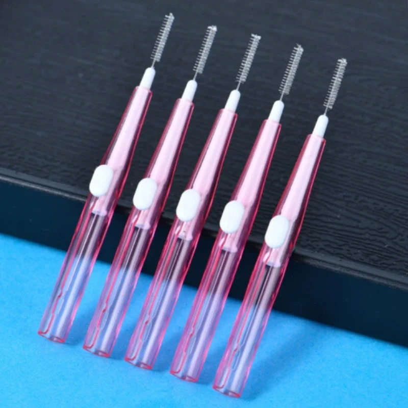10 Stück tragbare Push-Pull Interdentalbürsten mit weichen Borsten, kieferorthopädische Reinigungszahnstocher und Zahnseide für die Pflege von Zahnspangen