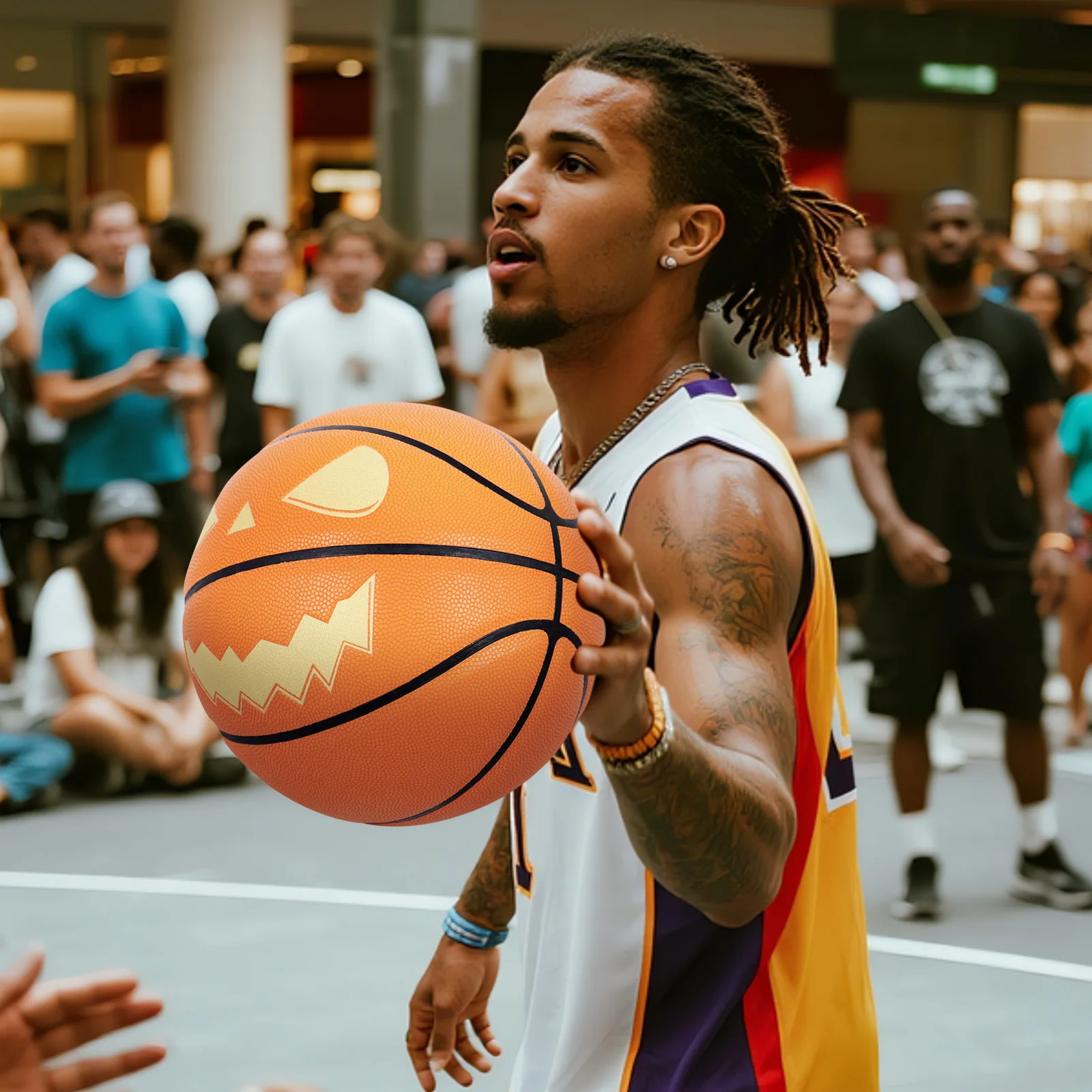 

Светящийся в темноте баскетбольный мяч-тыква для Хэллоуина, размер 7, светящиеся тыквенные шары, износостойкие, нескользящие