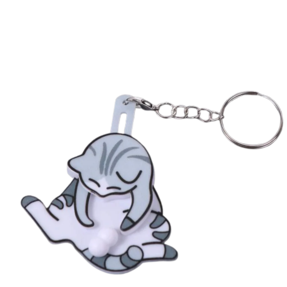 Cartoon Pull Play Pull Play Egg Cat Keychain Exquisite Rotatable Trick Cat Bag Pendant Acrylic Bag Charm Jewelry Keychain Couple