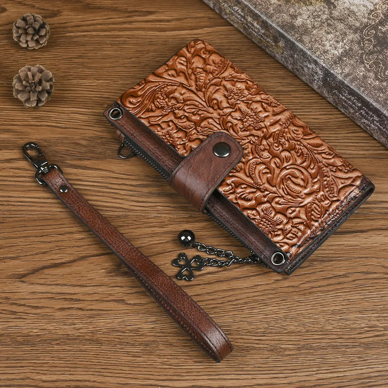 LOMCEL TY40 New vintage ladies long purse, multi-functional small crossbody bag, top layer cowhide phone bag creative shoulder