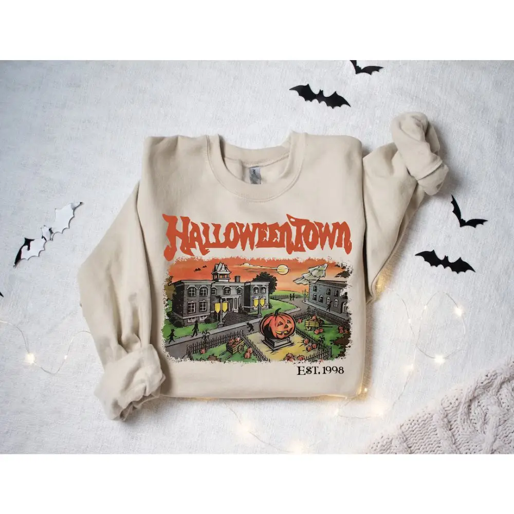 Halloweentown Est 1998 Sweatshirt,Retro Halloween Pullover,Fall Clothes,Pumpkin Sweater,sueter halloween mujer,Women\'s Clothing