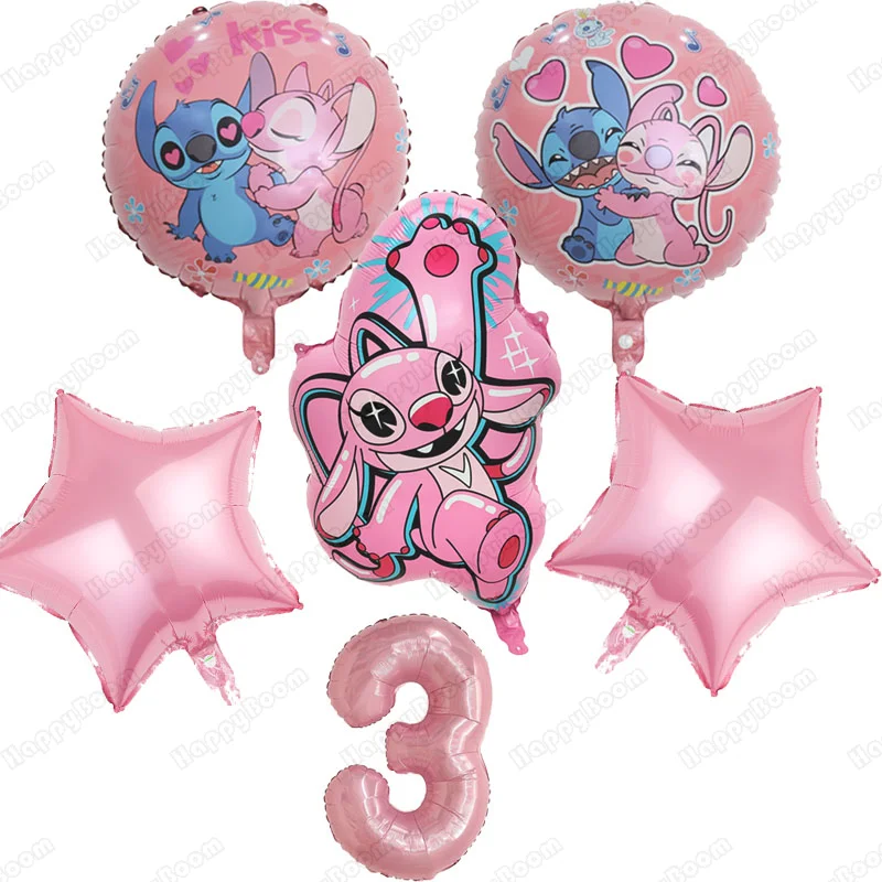 5 قطع بالونات غرزة وردية مقاس 32 بوصة مجموعة بالونات لتزيين حفلات أعياد الميلاد وهدايا الأطفال ومستلزمات الحفلات الكرتونية