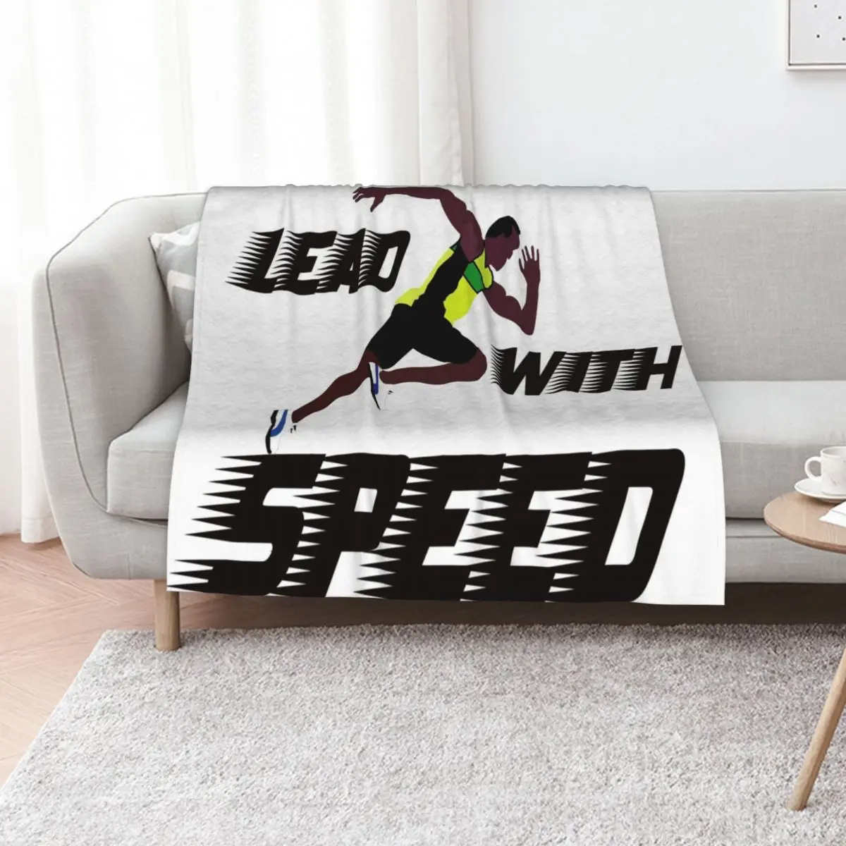 Usain Bolt Lead With Speed Throw Blanket Beach Comforter Furrys Vintage Baby Moving Blankets