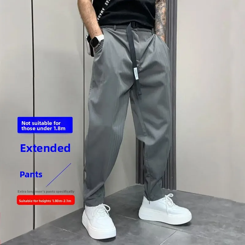 

Модные повседневные брюки-харланы для высоких мужчин, осенний стиль, свободный крой, для подростков и молодых взрослых, прямые штанины, высокая талия, полиэстер