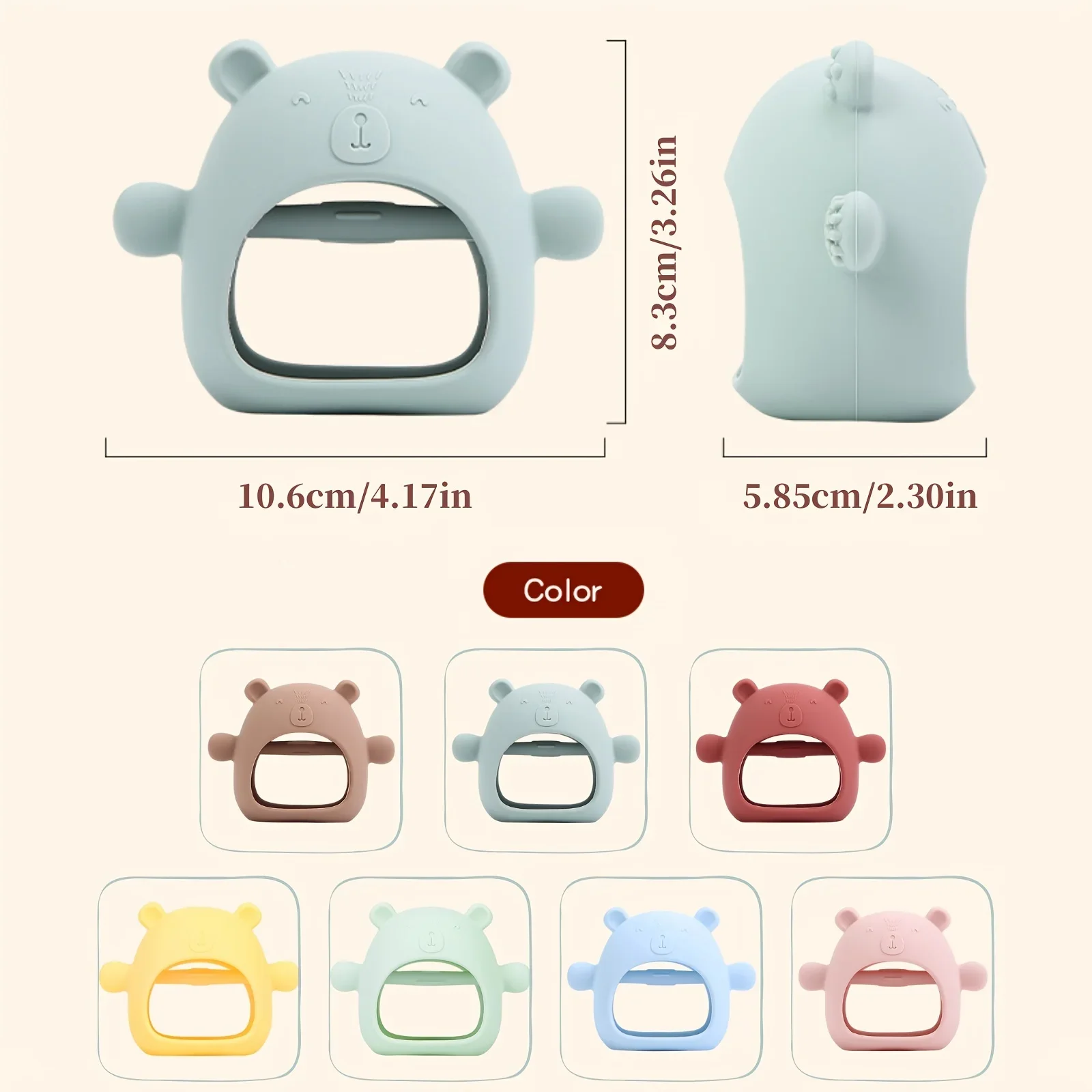 Anneau de dentition en silicone en forme d'ours pour bébé, jouet pour nouveau-né, molaire, pour les tout-petits de 3 mois et plus, de qualité alimentaire, sans BPA