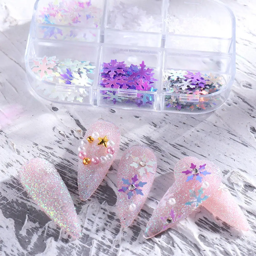 

2 Boxes Assorted Colorful Sequins for Nail Art Decoration Manicure Ornaments DIY Craft Gift Card Packaging Nail Art Decors