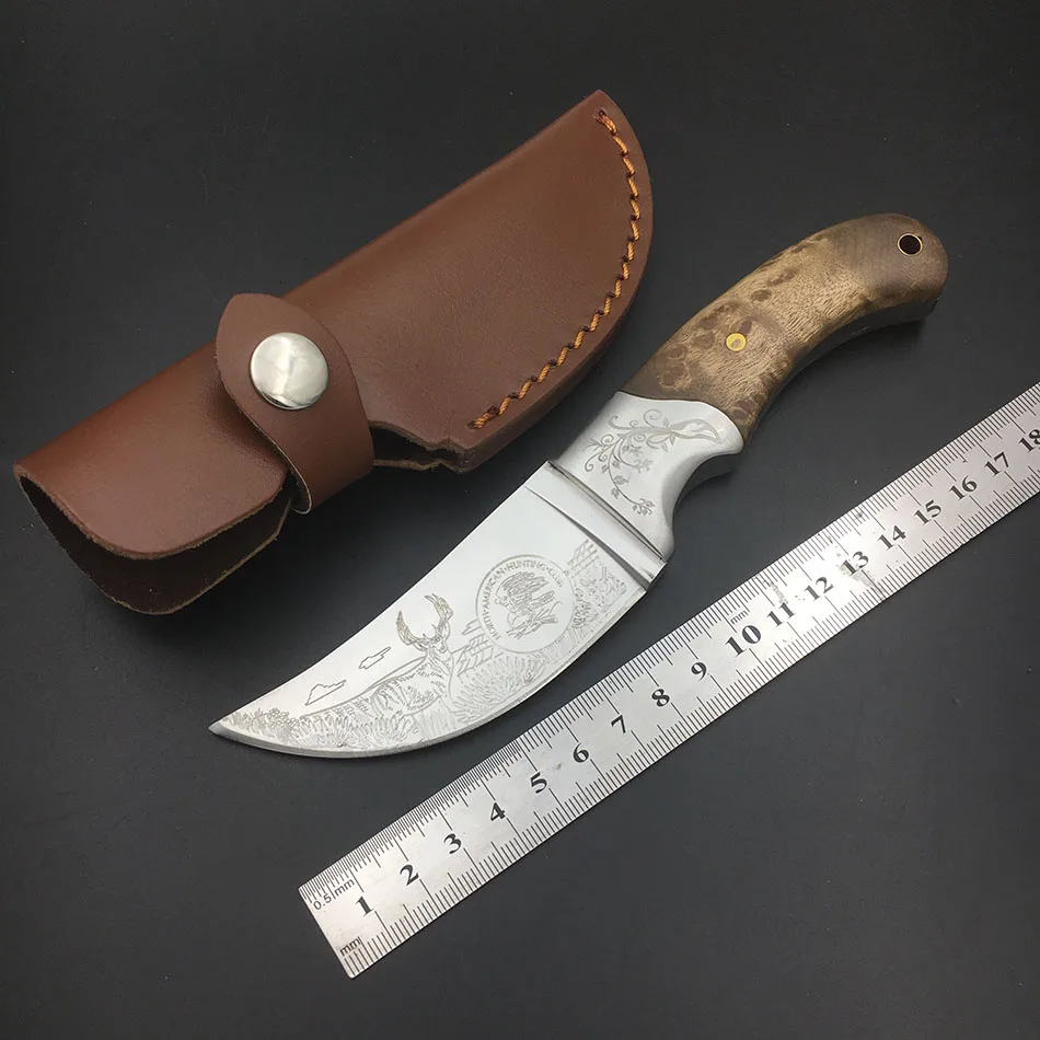 

High Quality Fixed Blade Hunting Knifes Wood Handle For Camping Survival Tactical North American Straight Knife