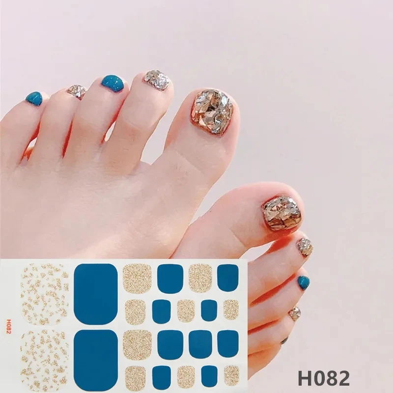 Baking Free Summer Beach Toenail Stickers Toe Nail Wraps Art Polish Stickers Self-adhesive False Nail Design Manicure for Women