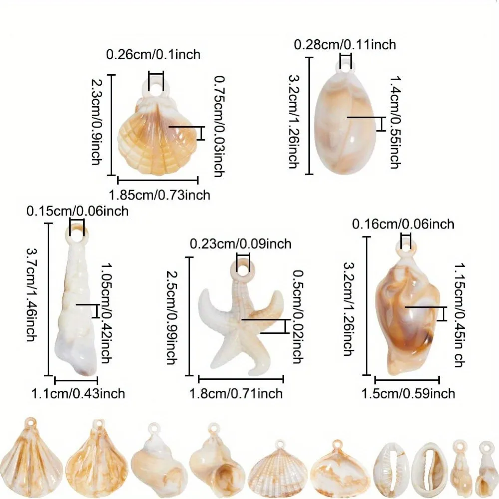 3/12/24 قطعة المعلقات على شكل محارة نجم البحر البني الأبيض ، أساور يدوية ، أقراط القلائد ، ديكور عيد الميلاد وعيد الحب