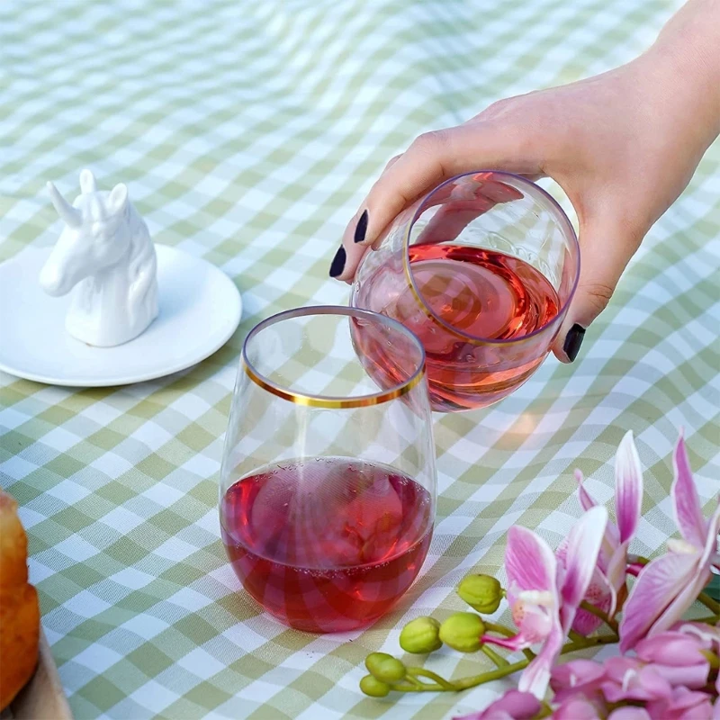 Copos vinho sem haste 12/16 onças, vidro coquetel plástico, copos uísque, bebendo reutilizável para