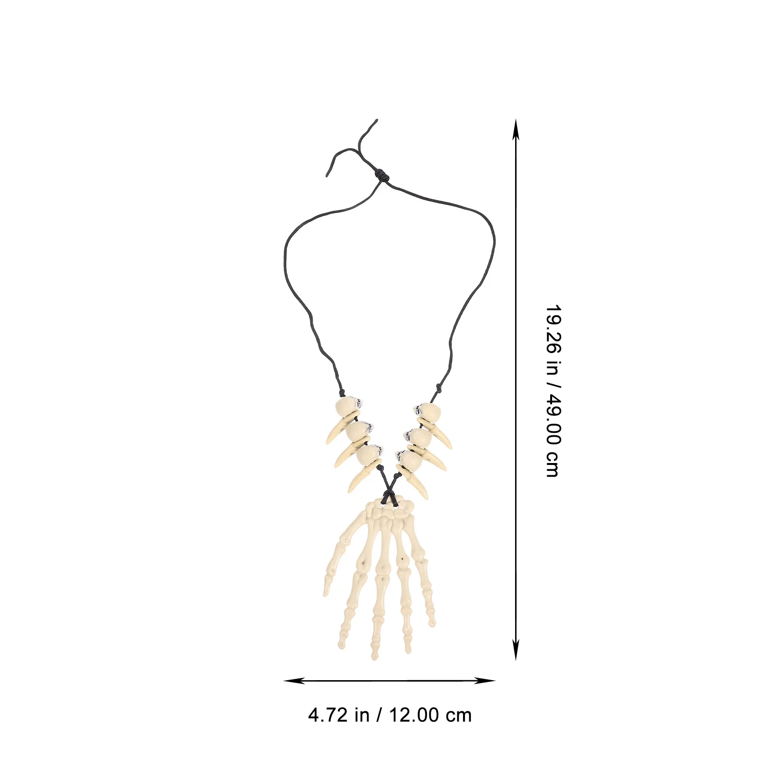 Collana con teschio H Bone Collane di Halloween Catena beige Ciondolo retrò Accessorio per costume Materiale in resina Regalo di gioielli