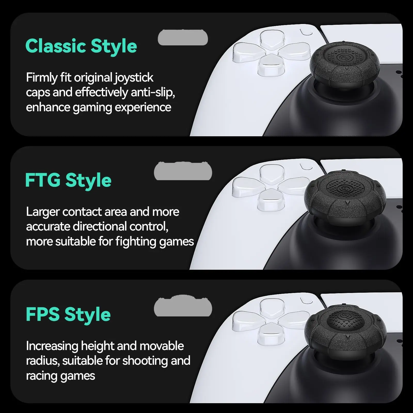 GeekShare G.S.Tac Edge Juego de tapas de agarre de pulgar de silicona, tapas de cubierta de joystick antideslizantes compatibles con Switch 2, 3 pares