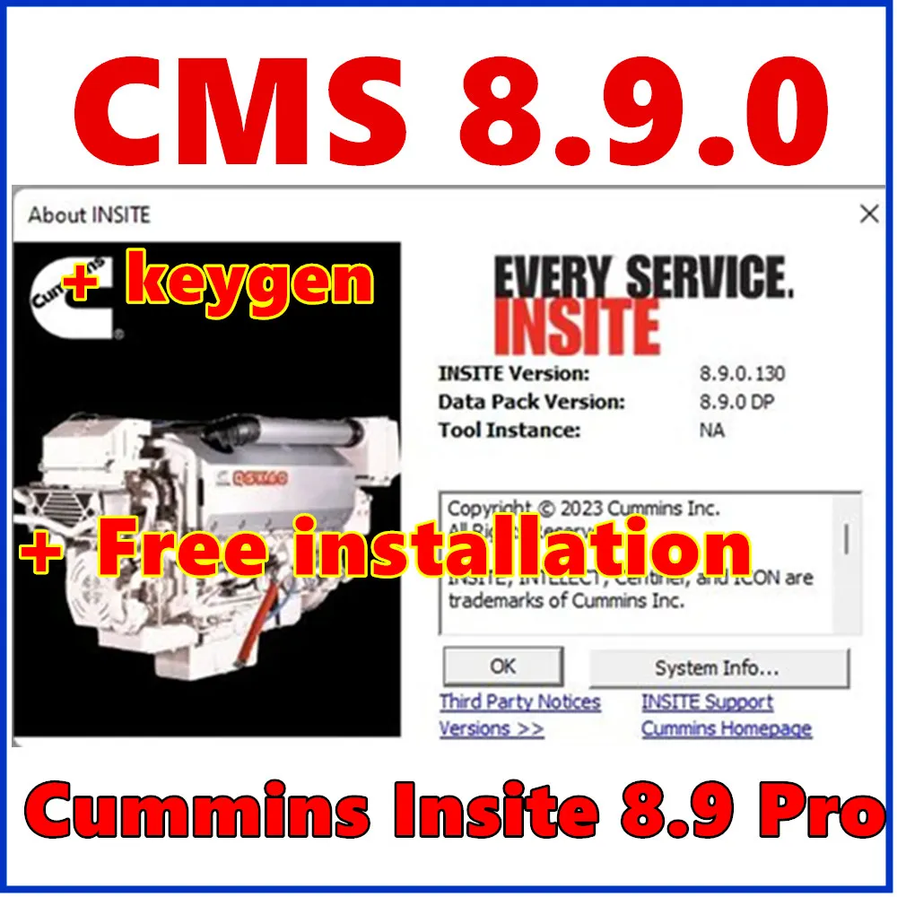 Newest CMS Insite 8.9 with Keygen Never ExpireFault Code Engine Diagnostic Test Adjustment Edit RemoveECM