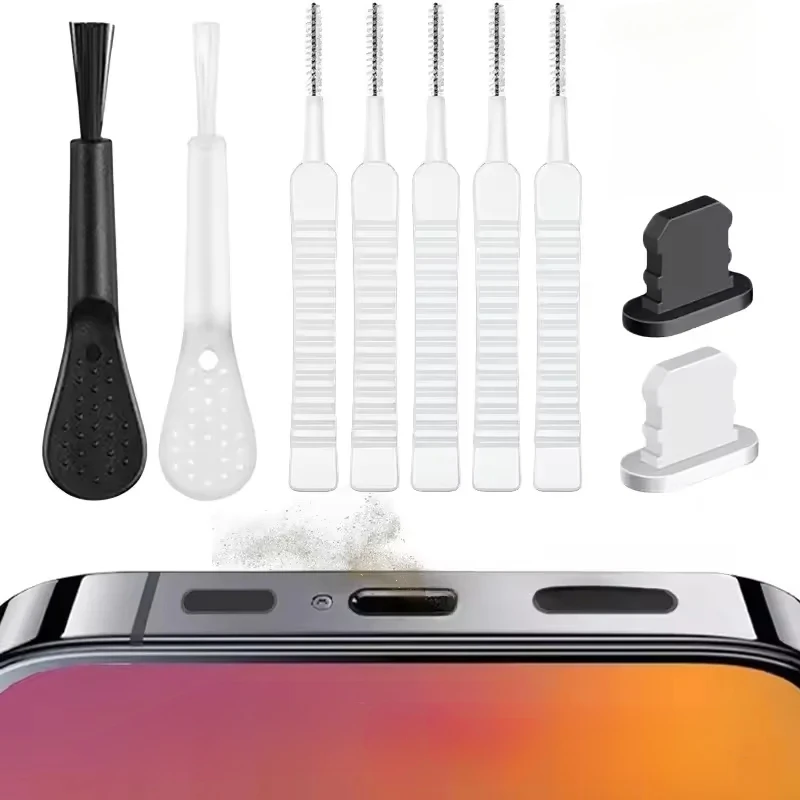 

Комплект очистителя для iPhone 12, 13, 14, 15, 16 Pro Max, Samsung, Xiaomi, тип C, комплекты для очистки порта зарядки мобильного телефона с пылезащитными заглушками