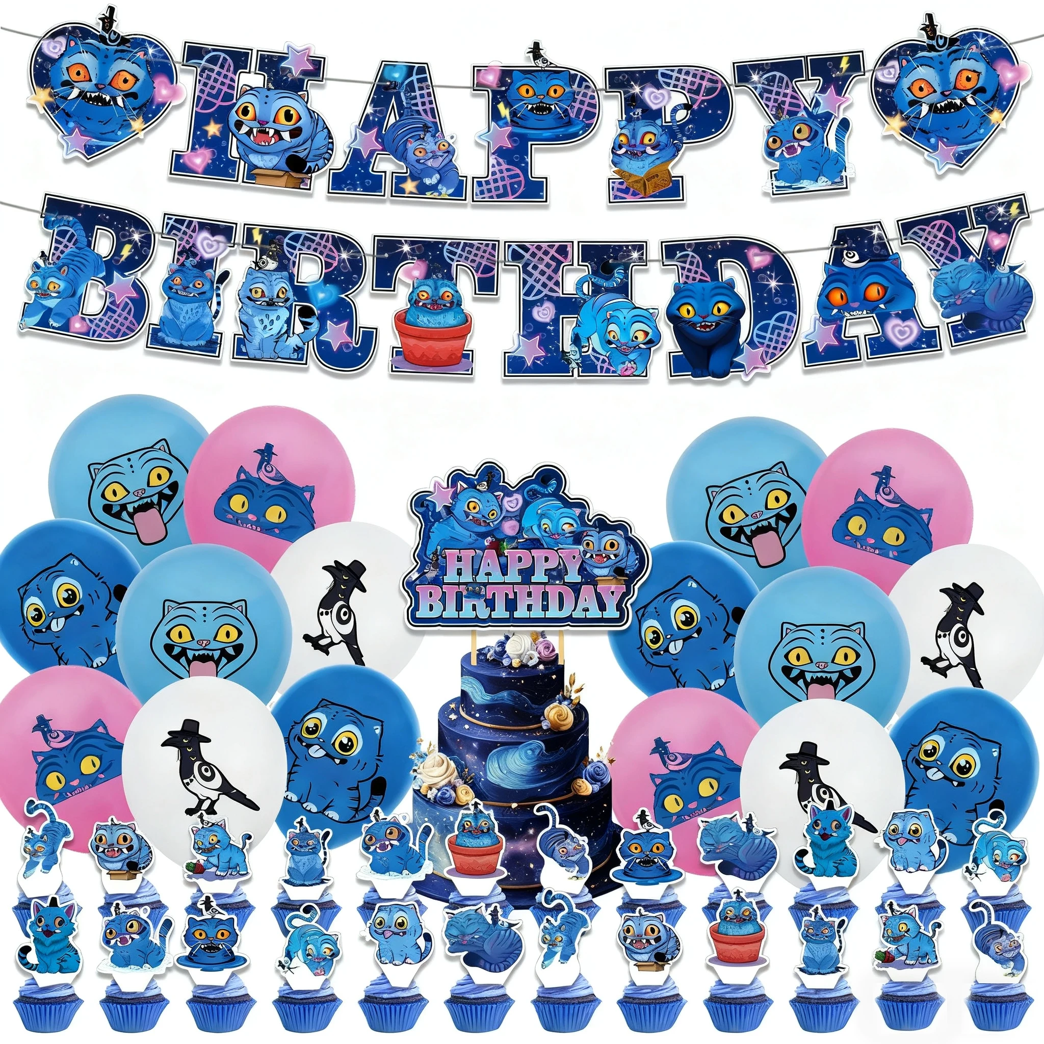 

KPop Demon Hunters Tiger BirdsTheme Birthday Party Decorations Banner Cake Topper Balloons Set