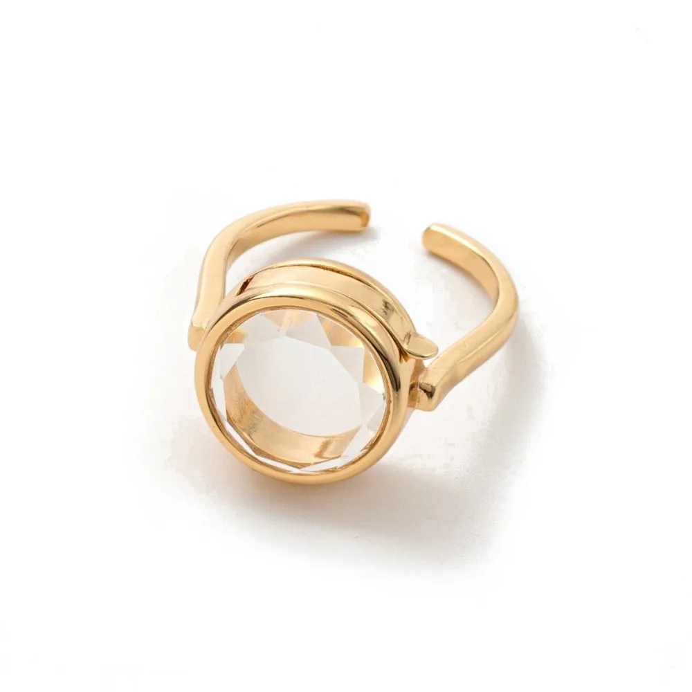Elegant Heart-shaped Box Ring DIY Design Can Be Opened Circular Box Ring Gold-plated Finish Hollow Transparent Box Ring
