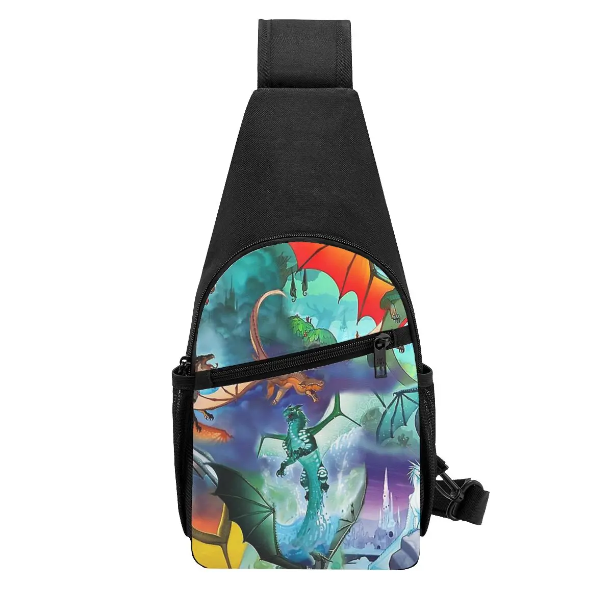 Wing Of Fire All Dragon Pattern Background Chest Bag Men Sling Crossbody Backpack Chest Bag Travel Hiking Daypack Shoulder Bag