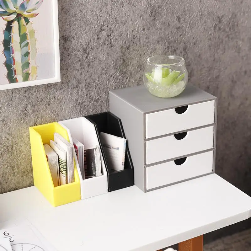 【Y】1/12 Dollhouse Miniature Bookcase Drawer Storage Cabinet Model Dollhouse Furniture Decoration Micro Landscape Ornament Toys