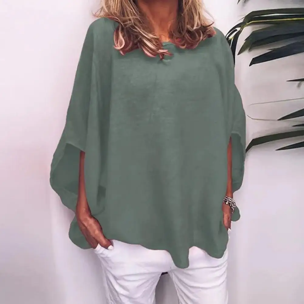 Dames Relaxed Fit Shirt Losse Pasvorm Shirt Zacht Comfortabel Dames Lente Pullover Losse Pasvorm Effen Kleur Vleermuis Mouw Herfst Top