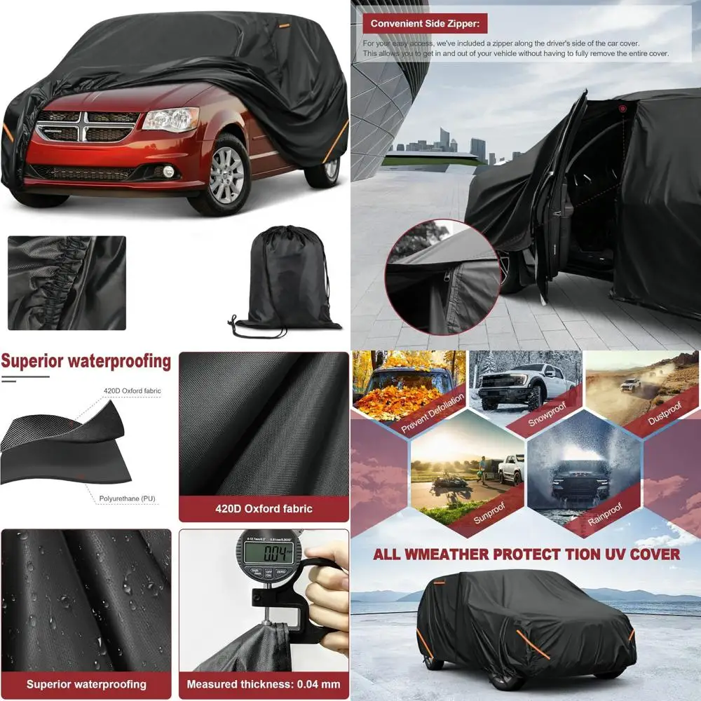 

All-Weather Heavy Duty Waterproof Car Cover Reinforced PU Coating 420D Oxford Fabric Outdoor Protection for Grand Caravan