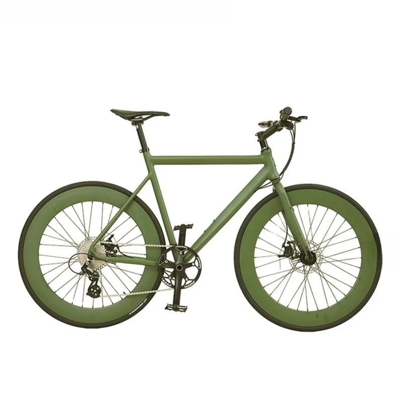 Bicycle flat handle commuter variable speed road bike bicycle upgraded urban cycling green