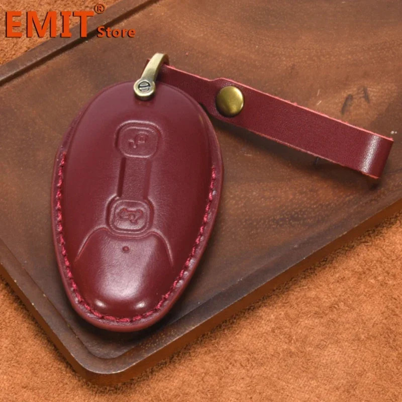 Car Key Case for Vespa GTS300 Handmade Genuine Leather Remote Protection Cover Bag Shell Keychain Ring Holder Fob Accessories