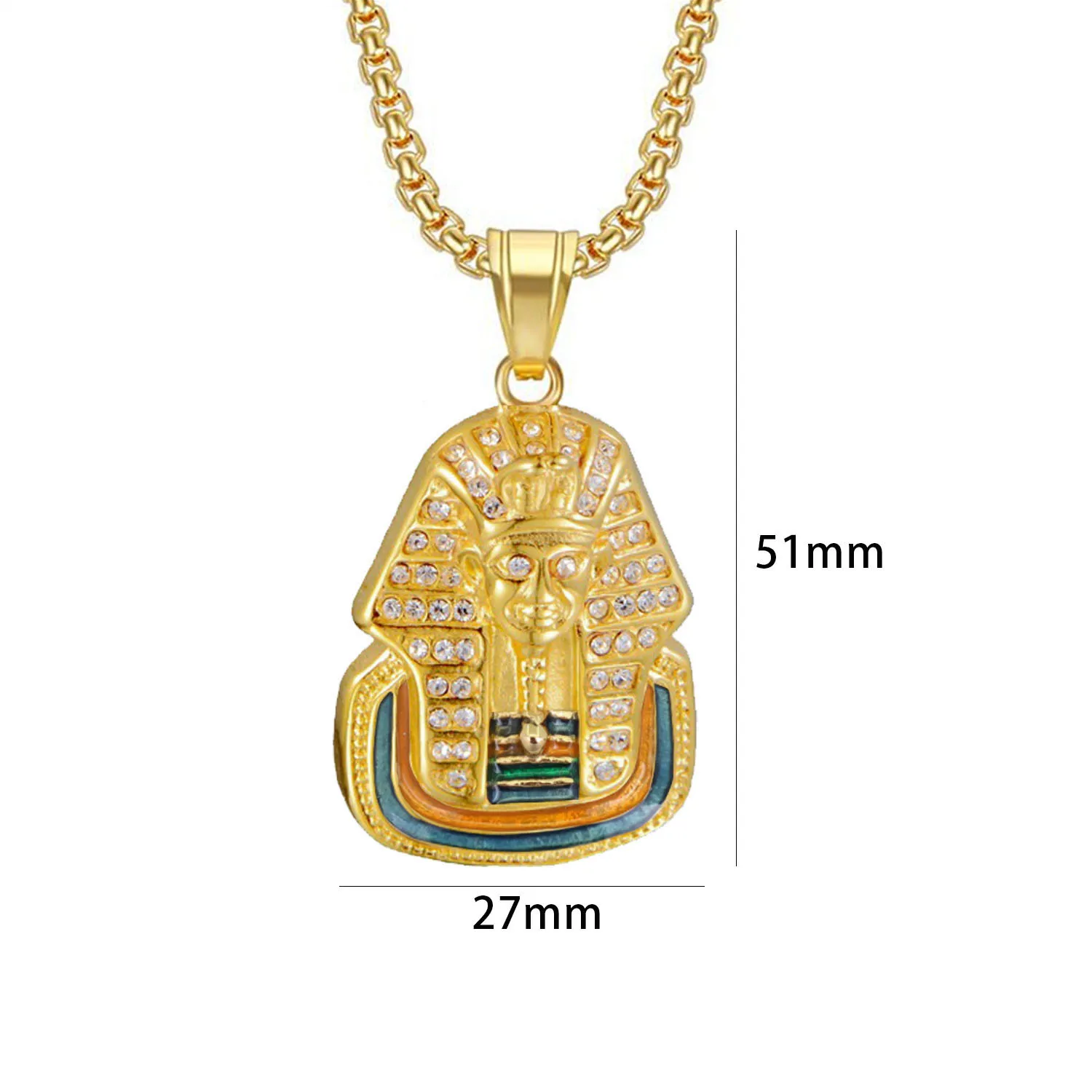 Ancient Egypt Pharaoh Head Charm Pendant Dropshipping Gold Color Stainless Steel Egyptian Necklace for Men Fashion Jewelry Gift