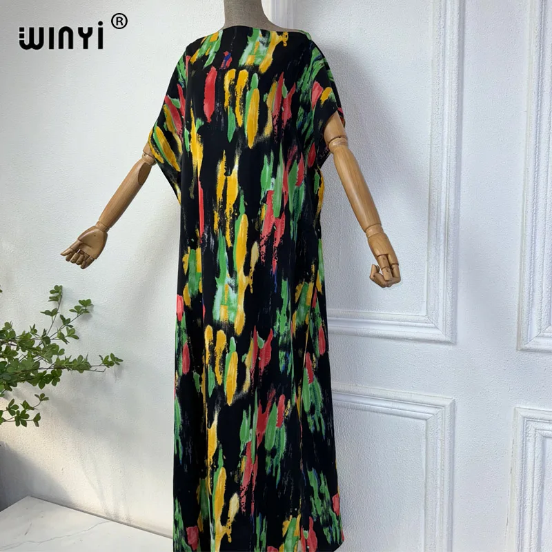 WINYI high quality print Africa dress Dubai Muslim Dashiki Caftan holiday Design fashion evening dress party abayas for women 4