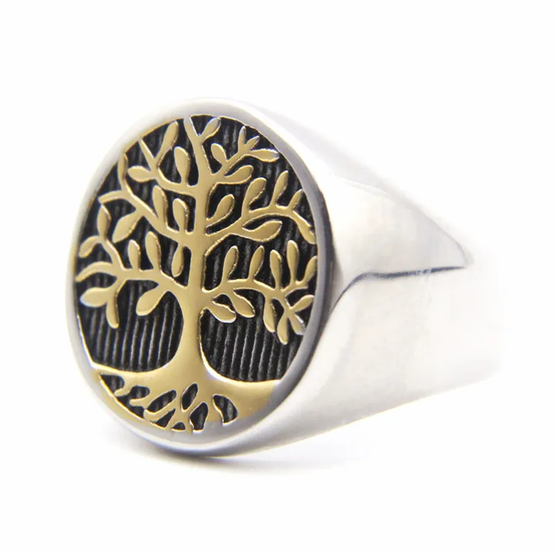 Golden Plated FTW Ring Stainless Steel Retro Punk Style Zircon Cross Tree Cobra Unisex Ring
