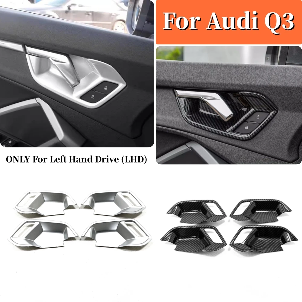 

For Audi Q3 (F3) 2019 2020 2021 2022 2023 ABS Plastic Interior Car-Styling Accessories Car Inner Door Handle Bowl Cover 4PCS