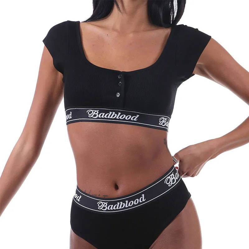 Badblood T-shirt vest short T-shirt women American Spice Girls long-sleeved niche dance sports top tide